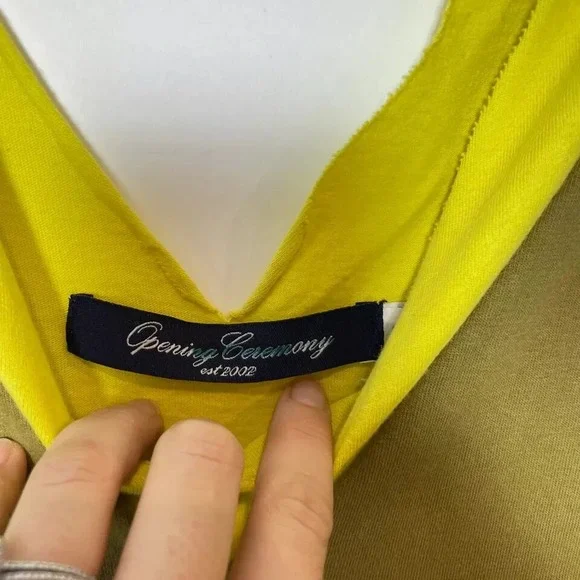 Opening Ceremony Sleeveless Mini Dress Womens S Yellow Green V-Neck - Picture 2 of 6